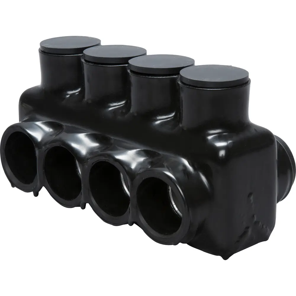 Polaris 4-Port Black Multi-Tap Pre-Insulated Connector, 1/0 AWG to