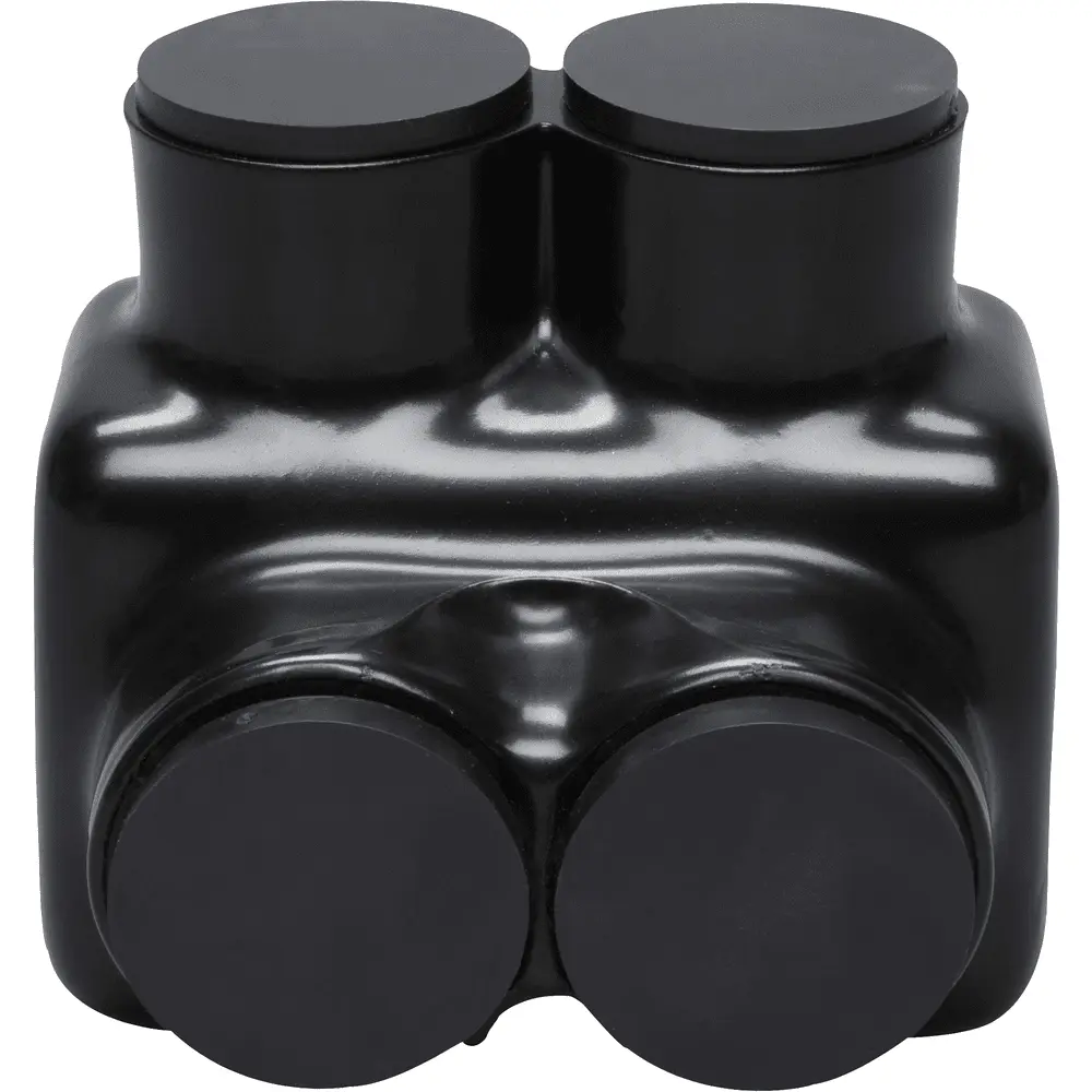Polaris 2-Port Black Multi-Tap Pre-Insulated Connector, 1/0 to 750 MCM