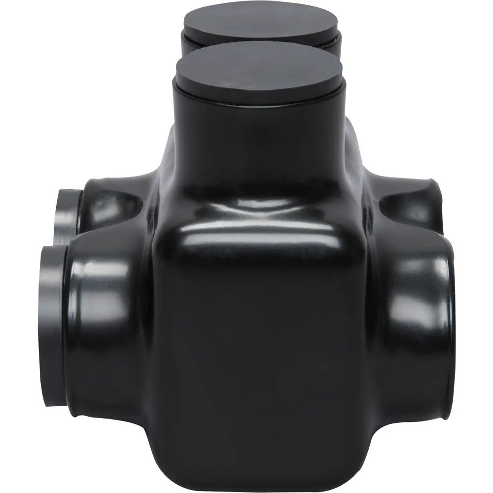 Polaris 2-Port Black Multi-Tap Pre-Insulated Connector, 1/0 to 750 MCM