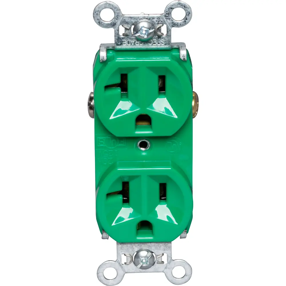 20A 125V NEMA 5-20R Hard Use Spec-Grade Duplex Receptacle, Green