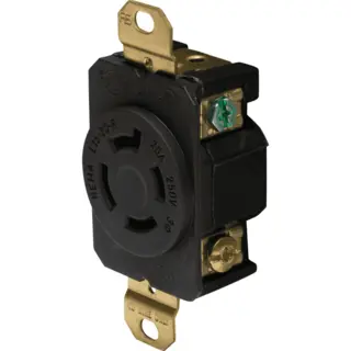 20 A 250 VAC Turnlok® Single Receptacle, L15-20R, Black