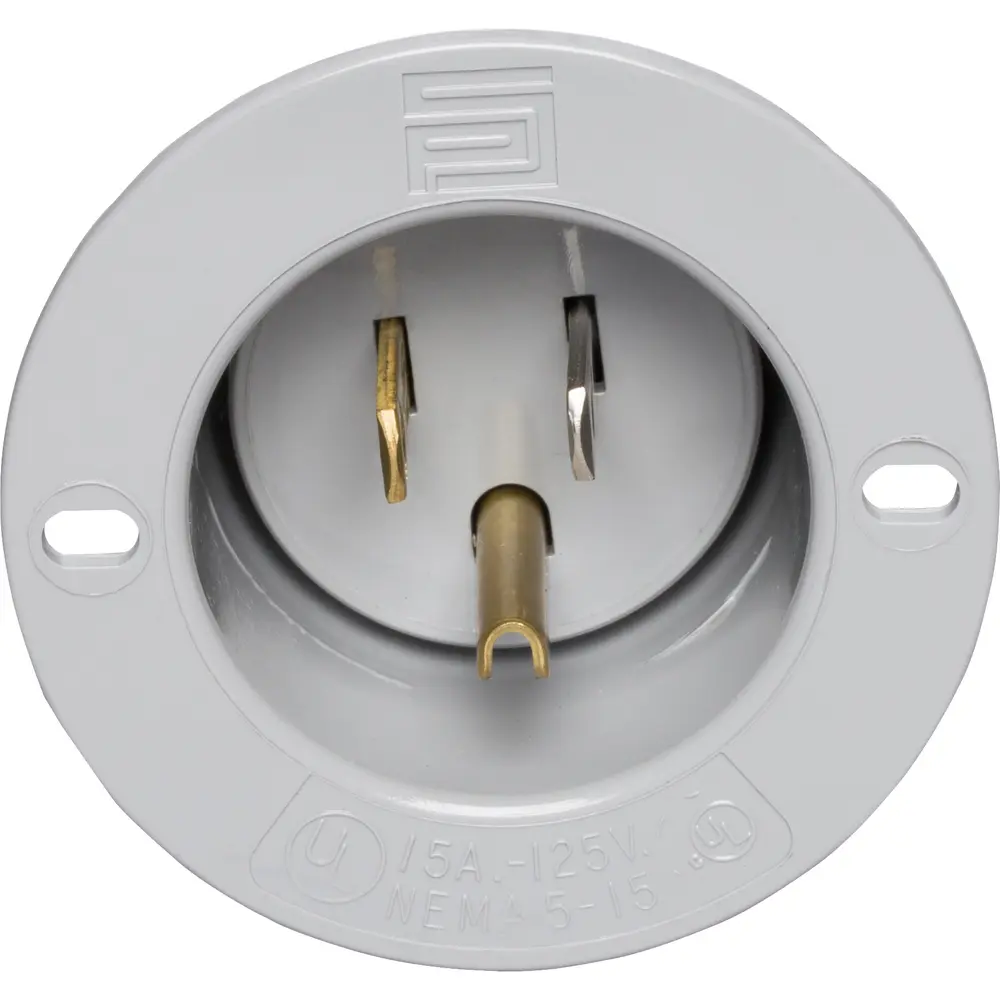 15 A 125 VAC Flanged Straight Blade Inlet, Gray