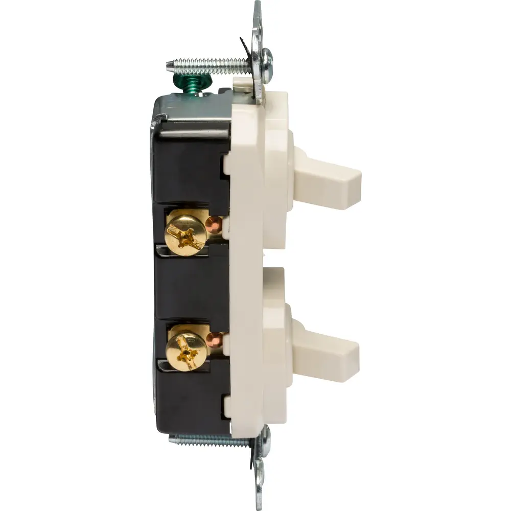 15 A 120/277 VAC Double Combination Switch w/ Ground, Single-Pole