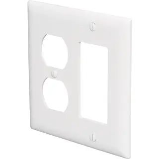Wallplate, Combination Duplex Receptacle and Decorator Opening, 2