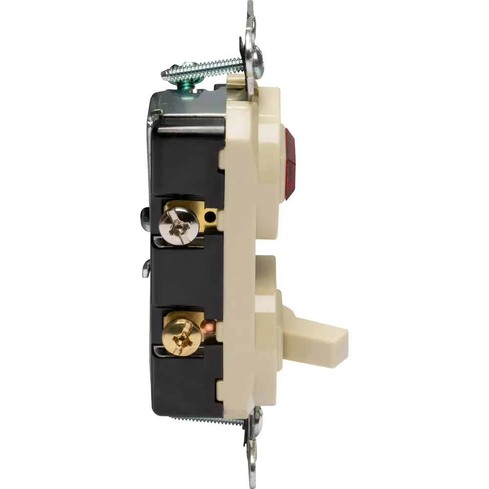 15 A 120/125 VAC Combination Switch/Pilot Light, Single-Pole, White