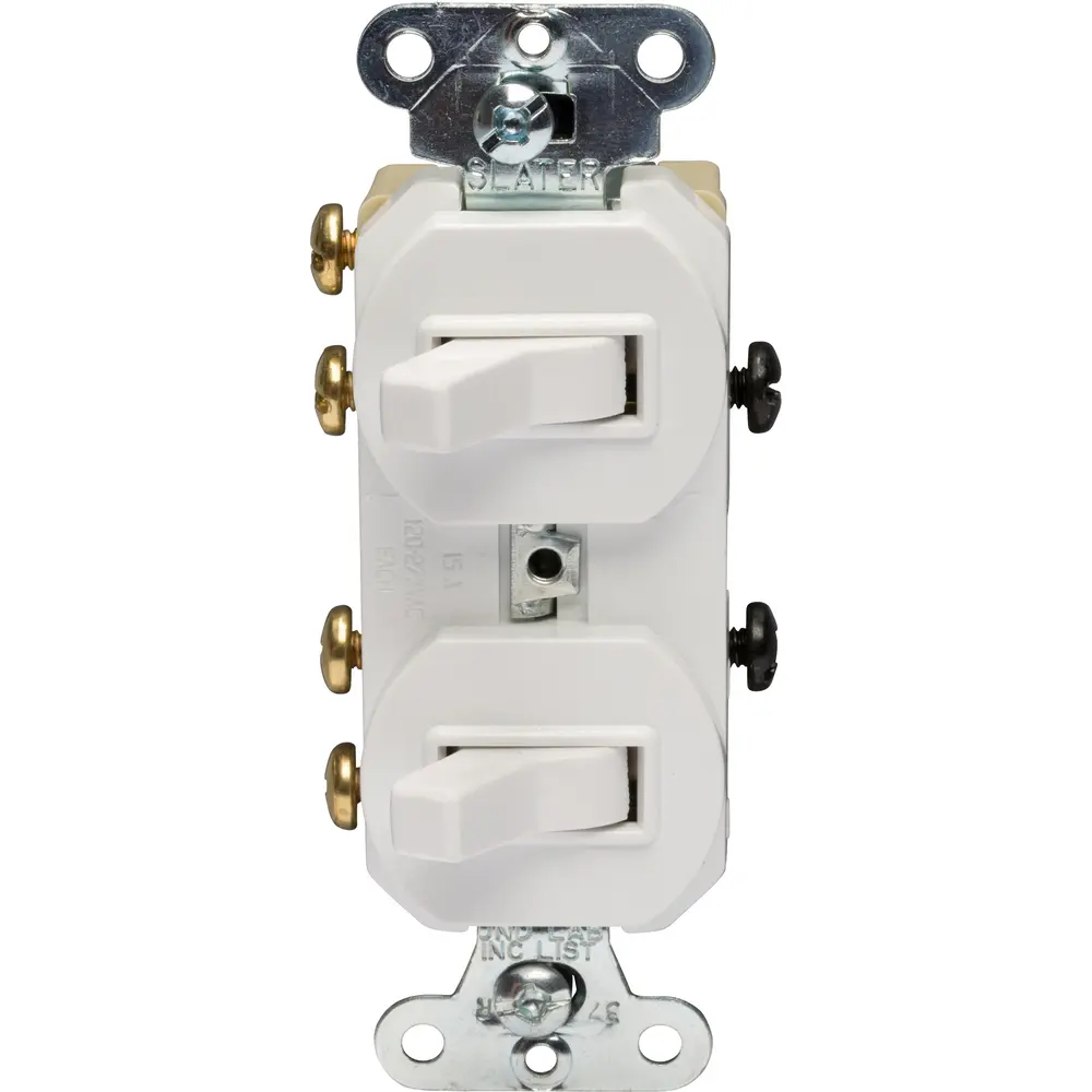 15 A 120/277 VAC (2) 3-Way Combination Switch, White
