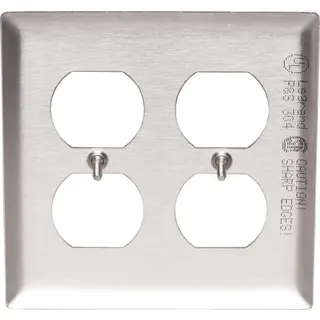 BESTTEN 4-Gang Stainless Steel Wall Plate – Brushed Finish, Corrosion-Resistant, For Duplex Outlets (Standard Size, Silver)