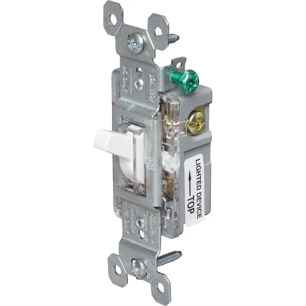 15A 120V Trademaster® Illuminated Toggle Switch, Single-Pole, White