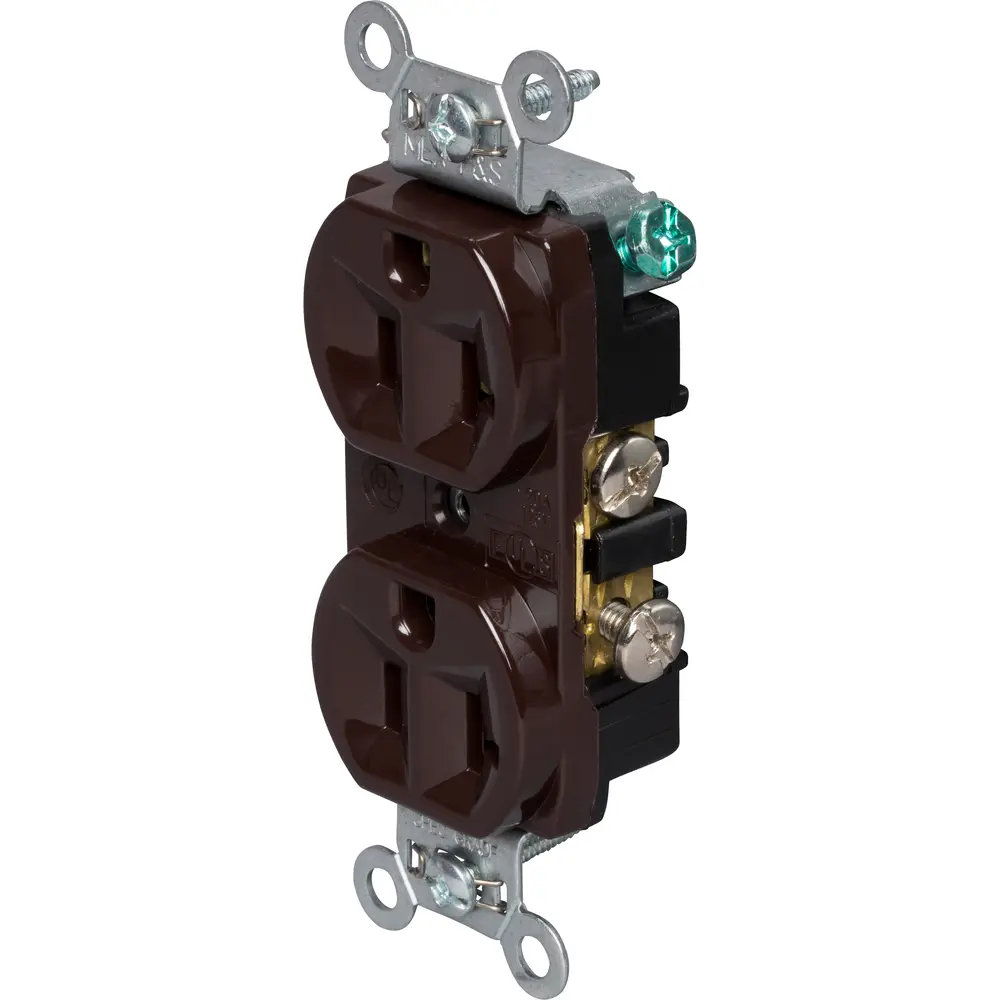 20A 125V NEMA 5-20R Construction Spec-Grade Duplex Receptacle, Brown