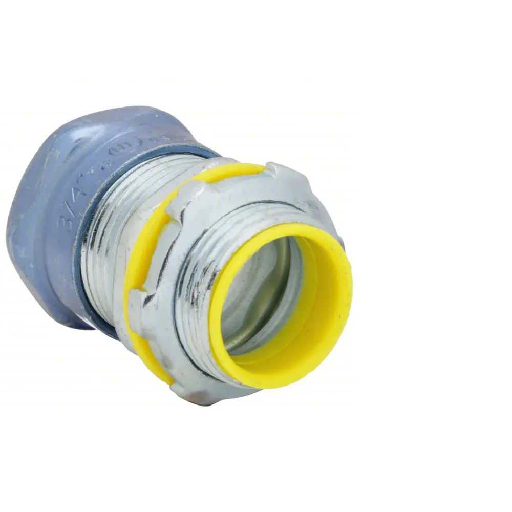 Compression Connector, EMT, 2 In., Steel, Gray, Raintight w/ Insulated ...
