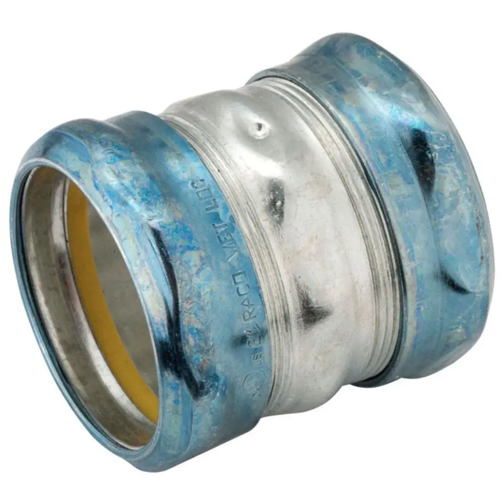Compression Coupling, EMT, 3 In., Steel, Gray, Raintight