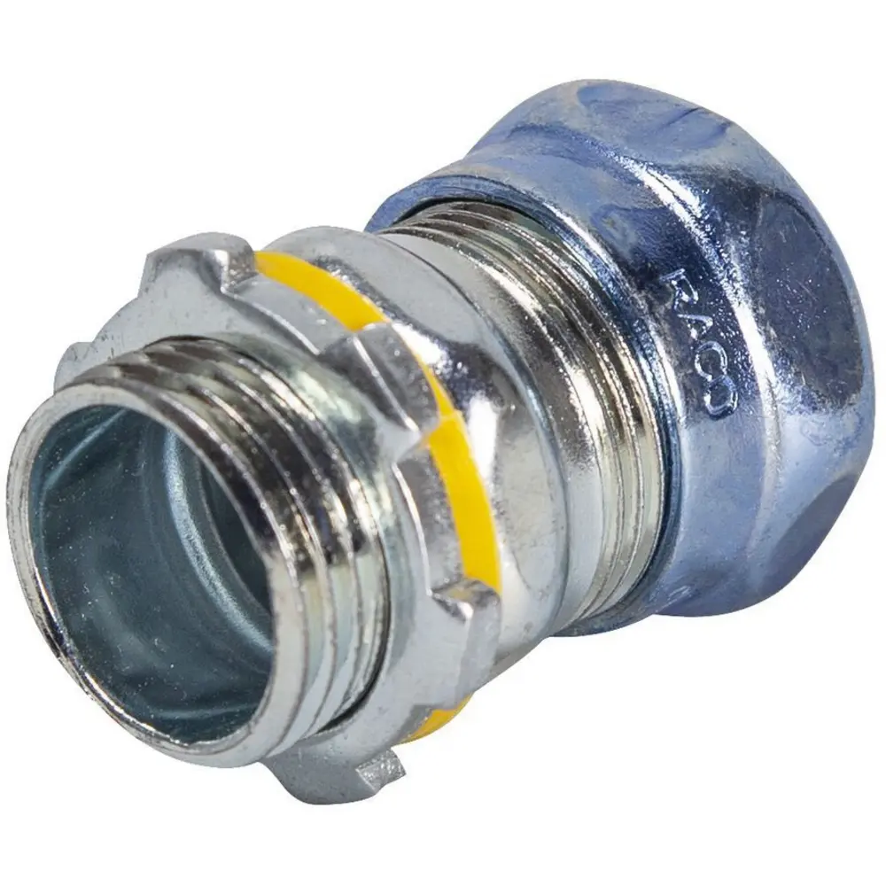 Compression Connector, EMT, 2 In., Straight, Steel, Gray, Raintight
