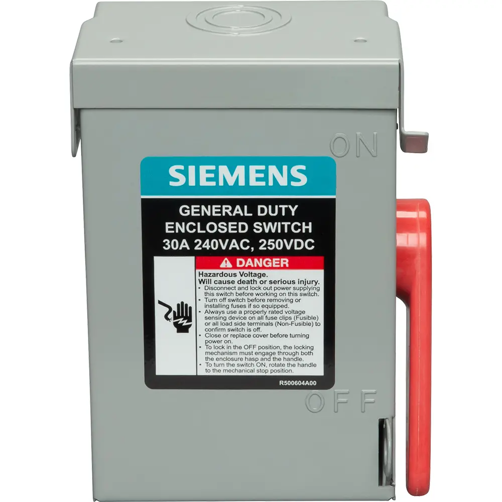 Safety Switch, 30A, 240V, 3-Pole, Non-Fused, NEMA 1, General-Duty