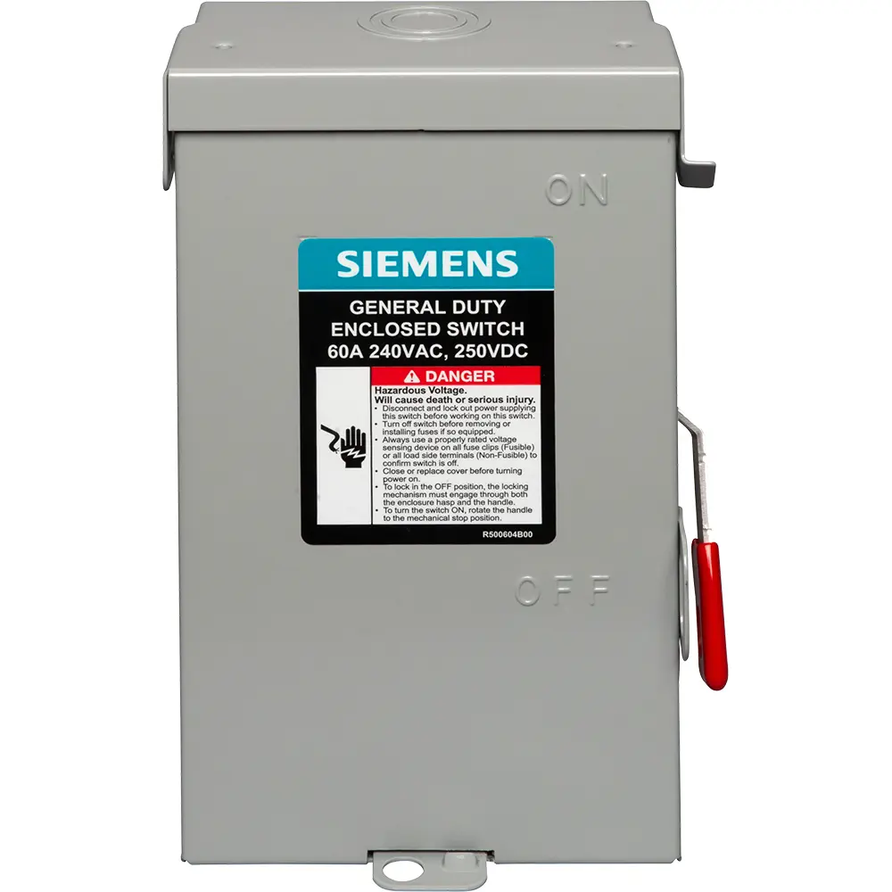 60A 240V 3-Pole Safety Switch, Non-Fused NEMA 1 General Duty
