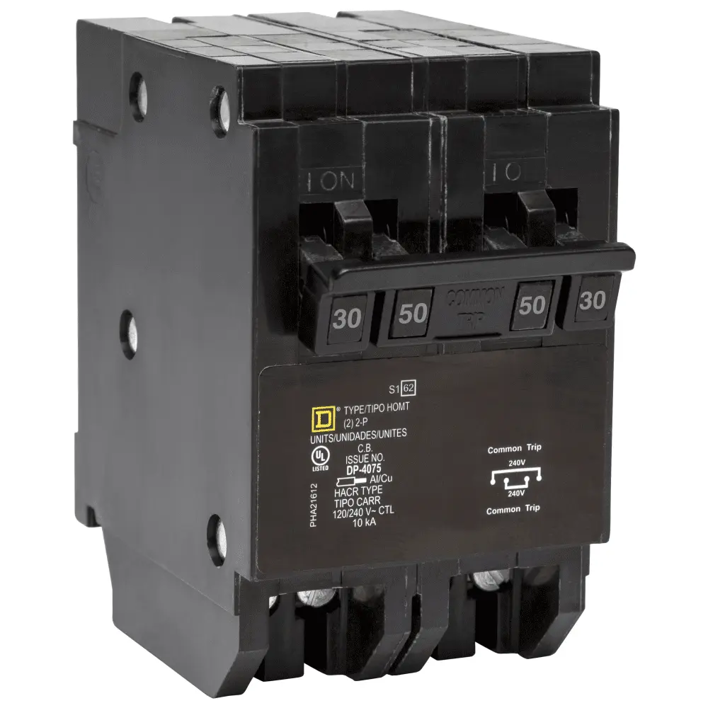 Circuit Breaker, Tandem, Plug-In, (1) 2P 30A (1) 2P 50A, 120