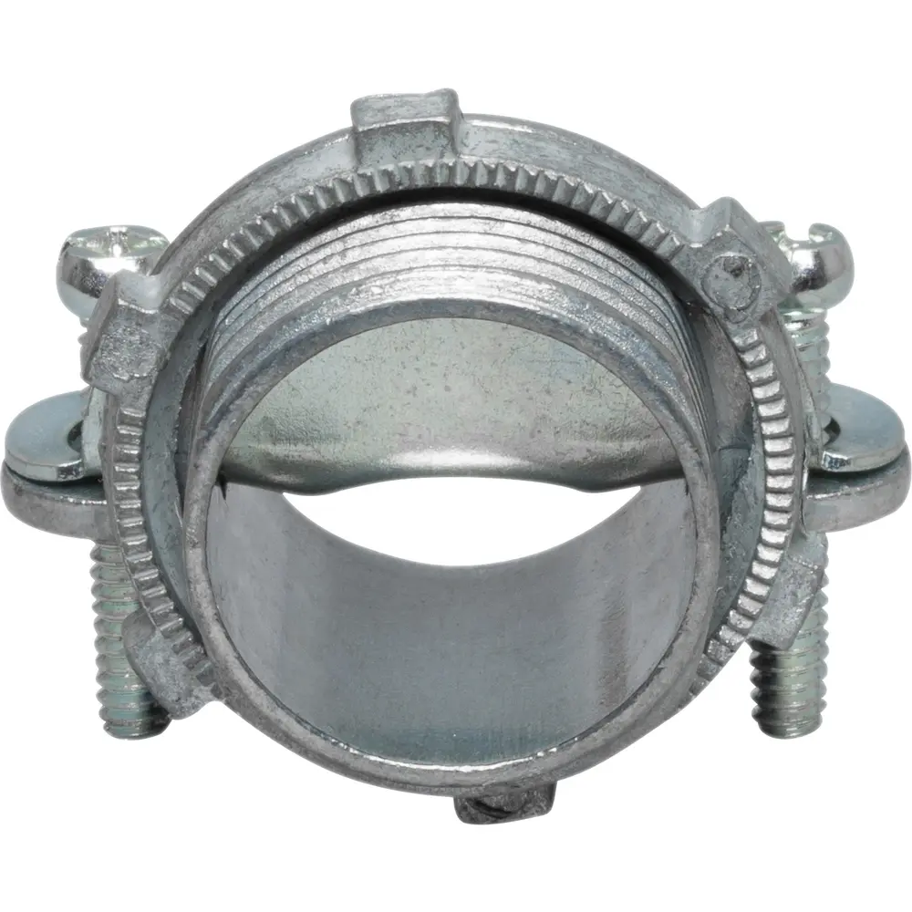 NM-B Connector, 1 In., 2-Screw, Round, Die-Cast Zinc, Gray