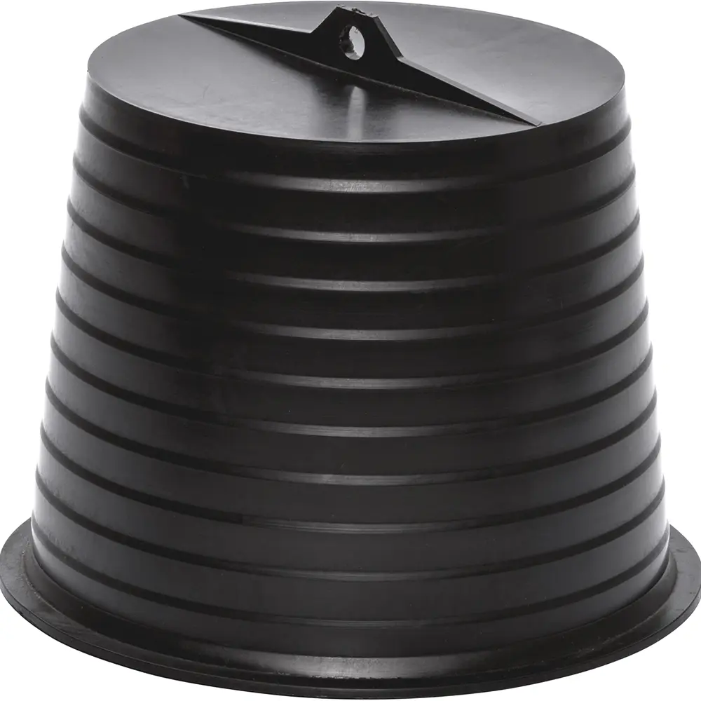 Conduit Plug, 6 In., Tapered, PVC, Black w/ Pull Ring Eye