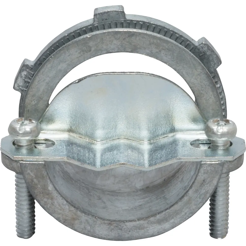 NM-B Connector, 1-1/4 In. 2-Screw, Round, Die-Cast Zinc, Gray