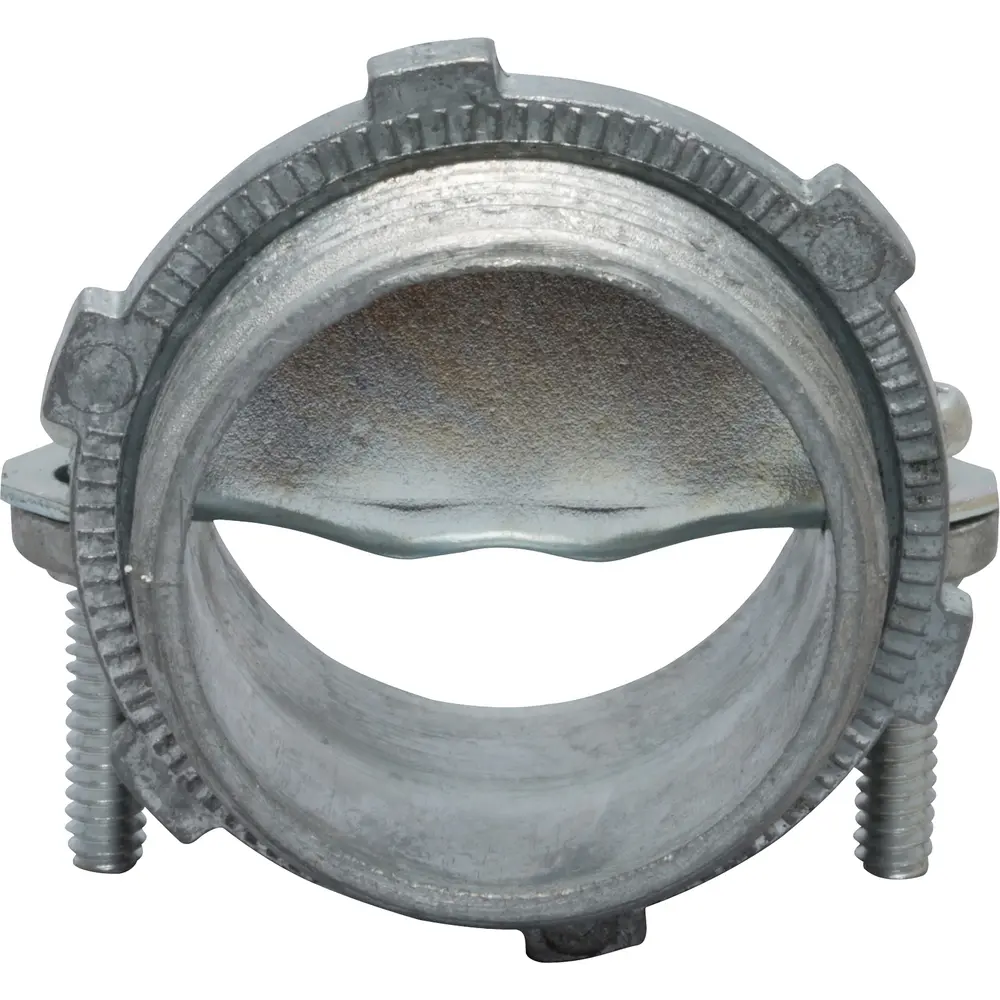 NM-B Connector, 1-1/4 In. 2-Screw, Round, Die-Cast Zinc, Gray