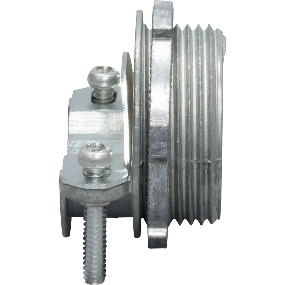 NM-B Connector, 1-1/4 In. 2-Screw, Round, Die-Cast Zinc, Gray