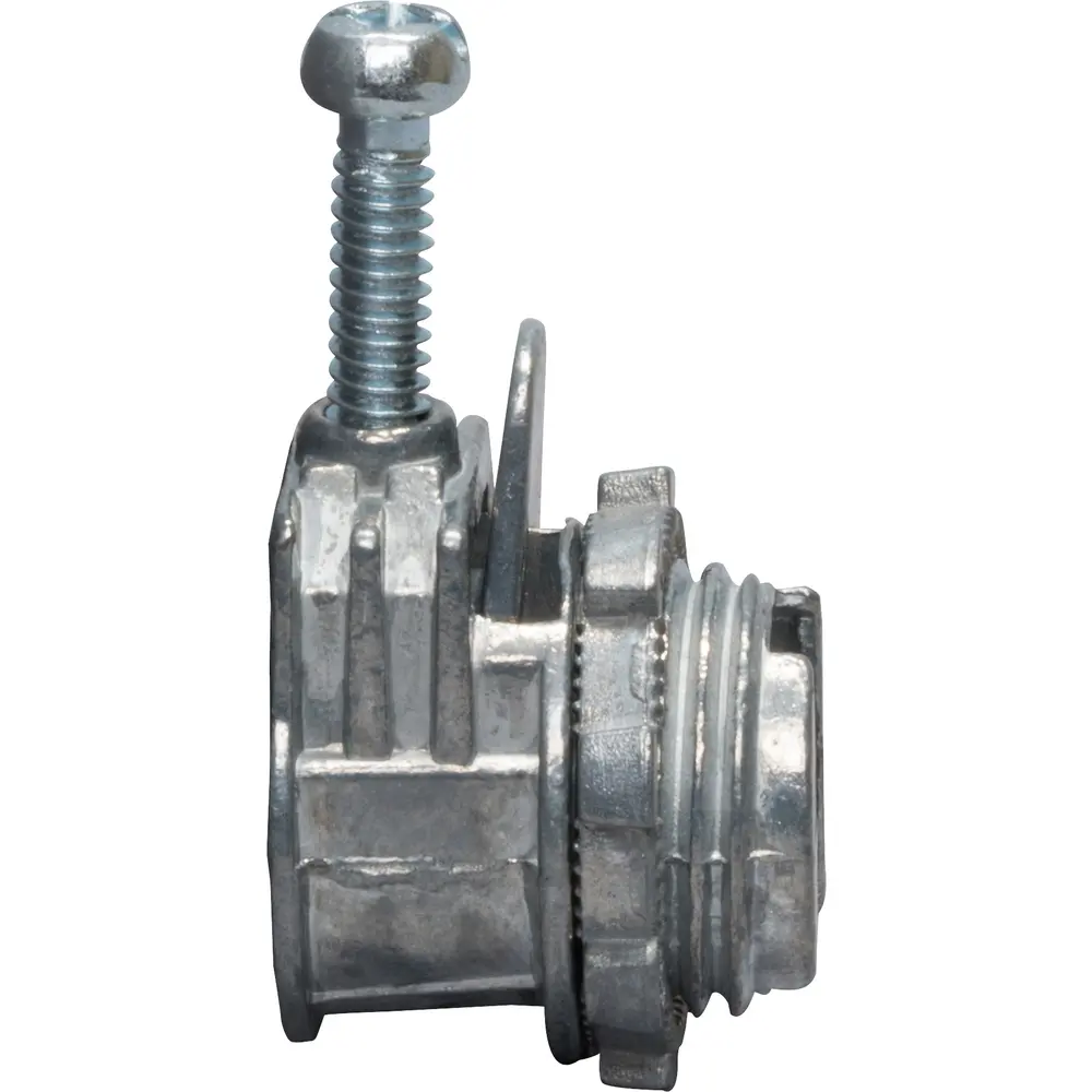 Flex Connector, 3/8 In., Single-Screw, Die-Cast, Gray