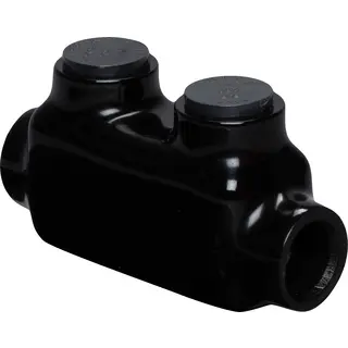 Insulated Multi-Tap Connector, In-Line, Black, 250-6 AWG, 2-Port