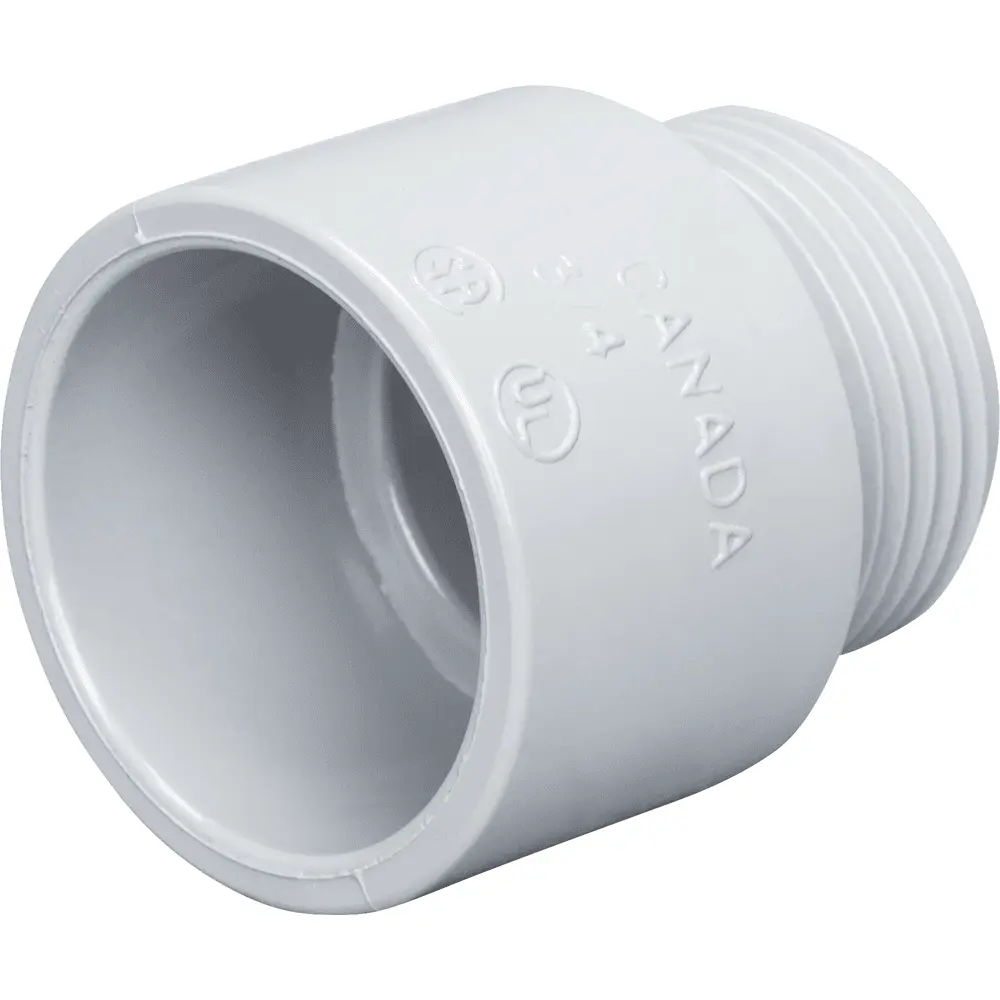 Terminal Adapter, 3/4 In., PVC, Gray, Threaded, Schedule 40