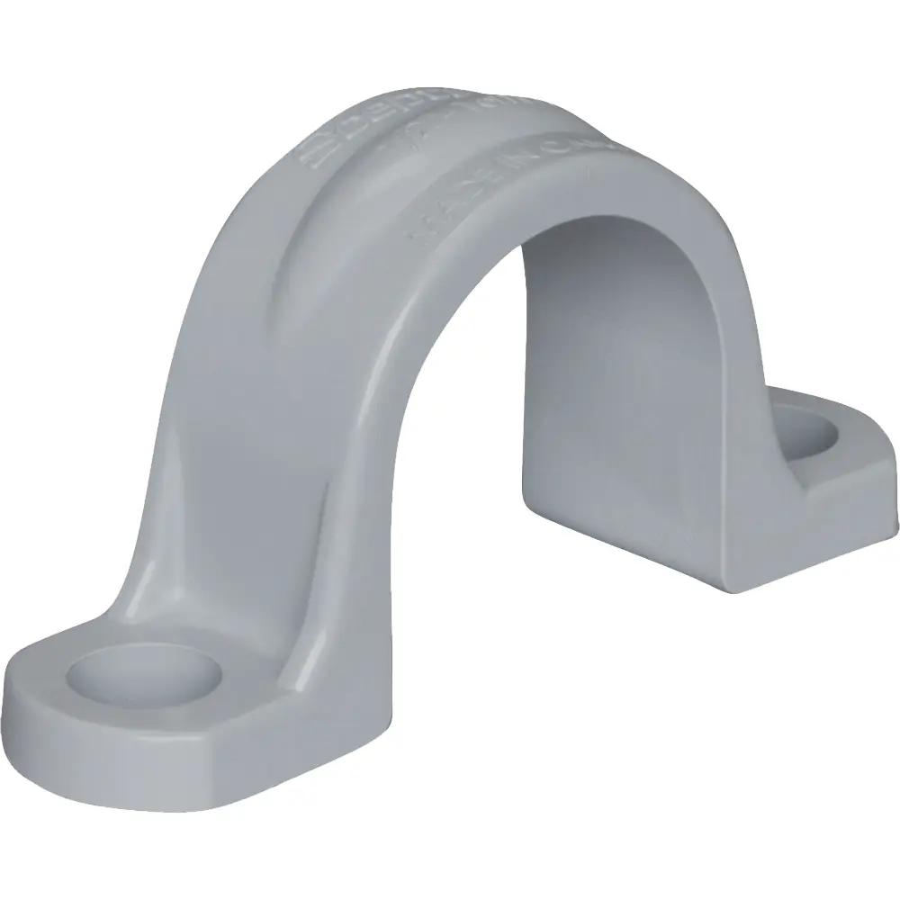 Pipe Strap, 1/2 In., PVC, Gray, 2-Hole, Schedule 40