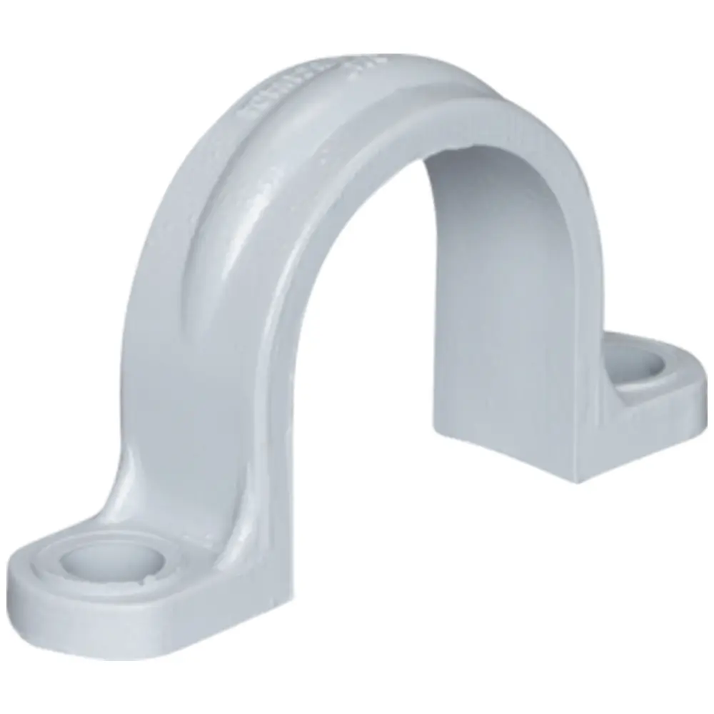 Pipe Strap, 3/4 In., PVC, Gray, 2-Hole, Schedule 40