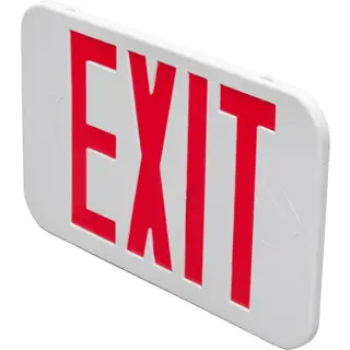 Exit Sign, Red LED, White, Universal Face, 2 Lamps, High Lumen