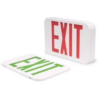 120/277V, Slim LED Exit Sign, Multi-Color Selectable, Emergency Backup