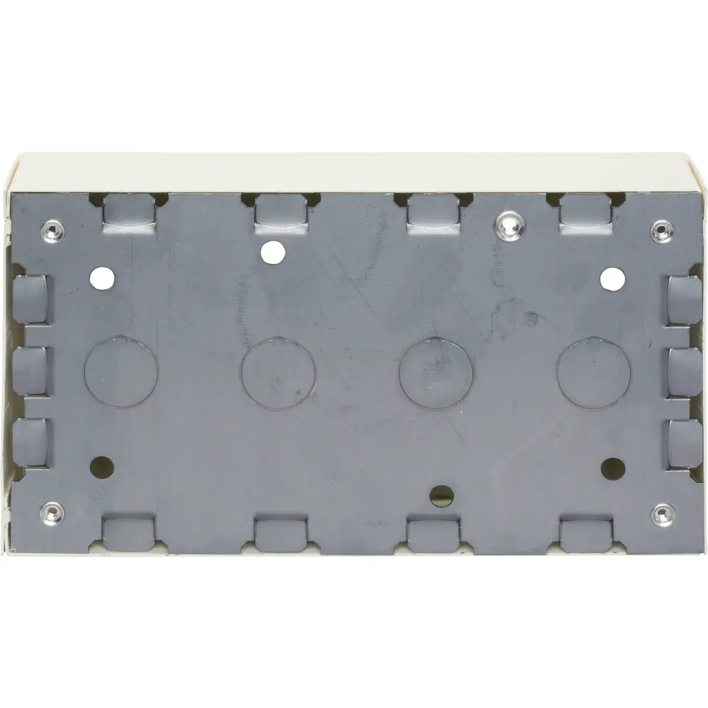 Switch & Receptacle Box Fitting, 4-Gang, Steel, Ivory, 500/700