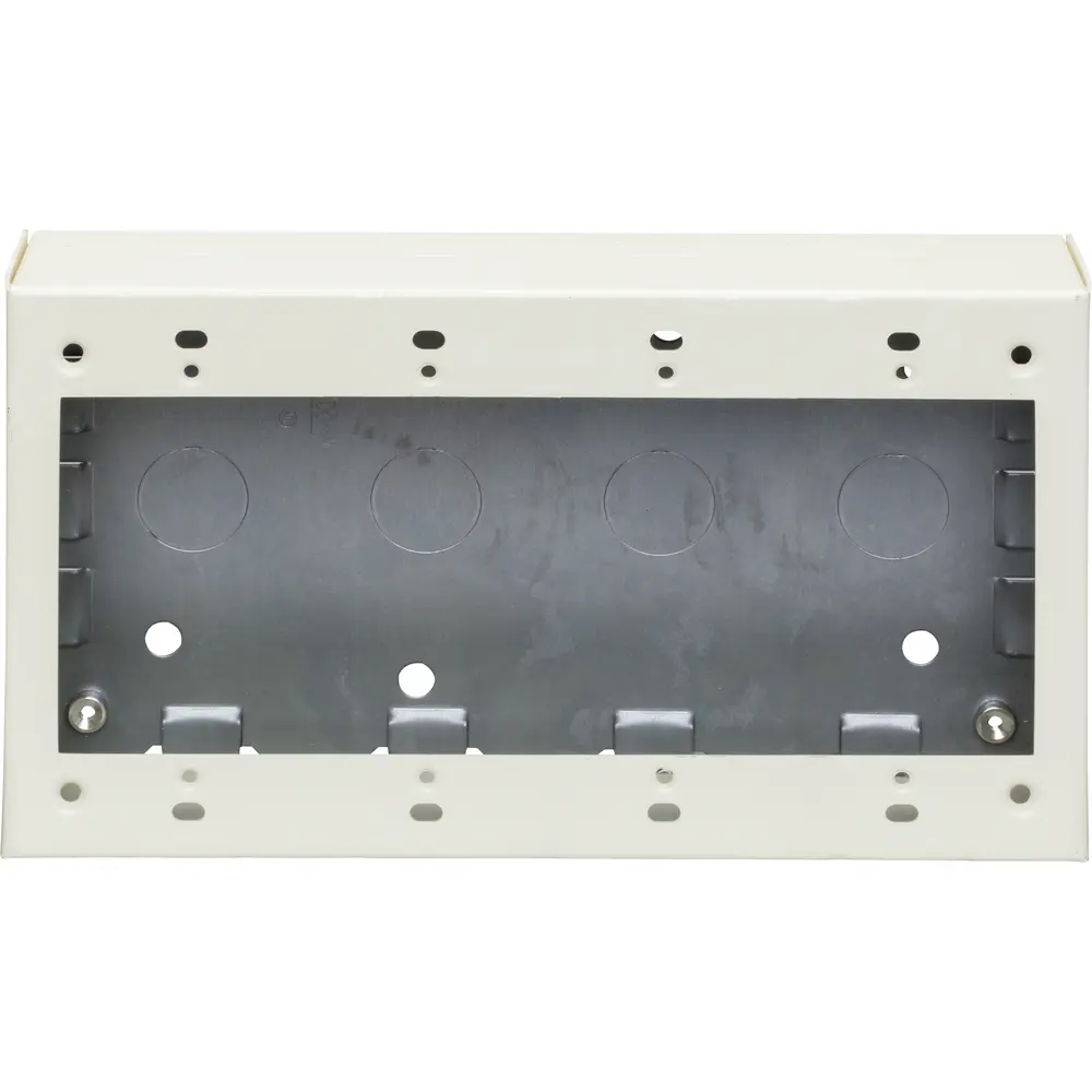 Switch & Receptacle Box Fitting, 4-Gang, Steel, Ivory, 500/700