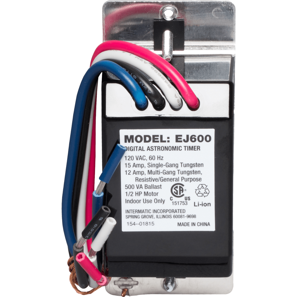 Intermatic EJ600 7Day Standard Programmable Timer, 120 VAC, 12A, White