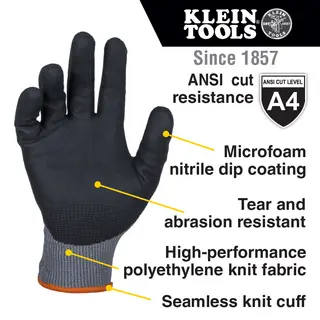 【G-RAP】 S-I-C Knit Dipped Gloves, Cut Level A4, Touchscreen, 2 Pair, Medium