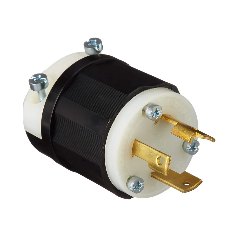 Industrial Grade Locking Plug, 30A, 125VAC, NEMA L5-30P, Black/White