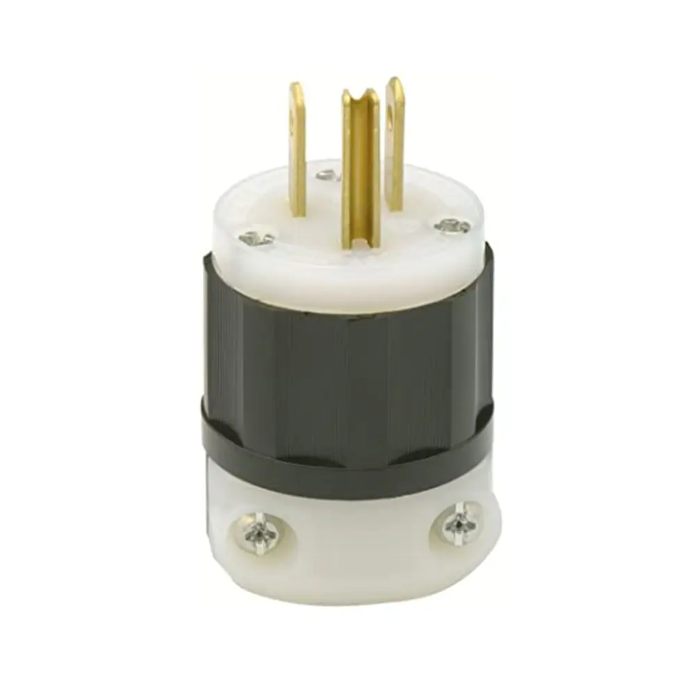 15A Straight Blade Plug, Industrial Grade, 125 VAC, Black & White