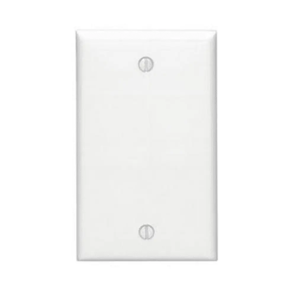 Single-Gang Blank Wall Plate, Standard Size, Thermoplastic Nylon, White