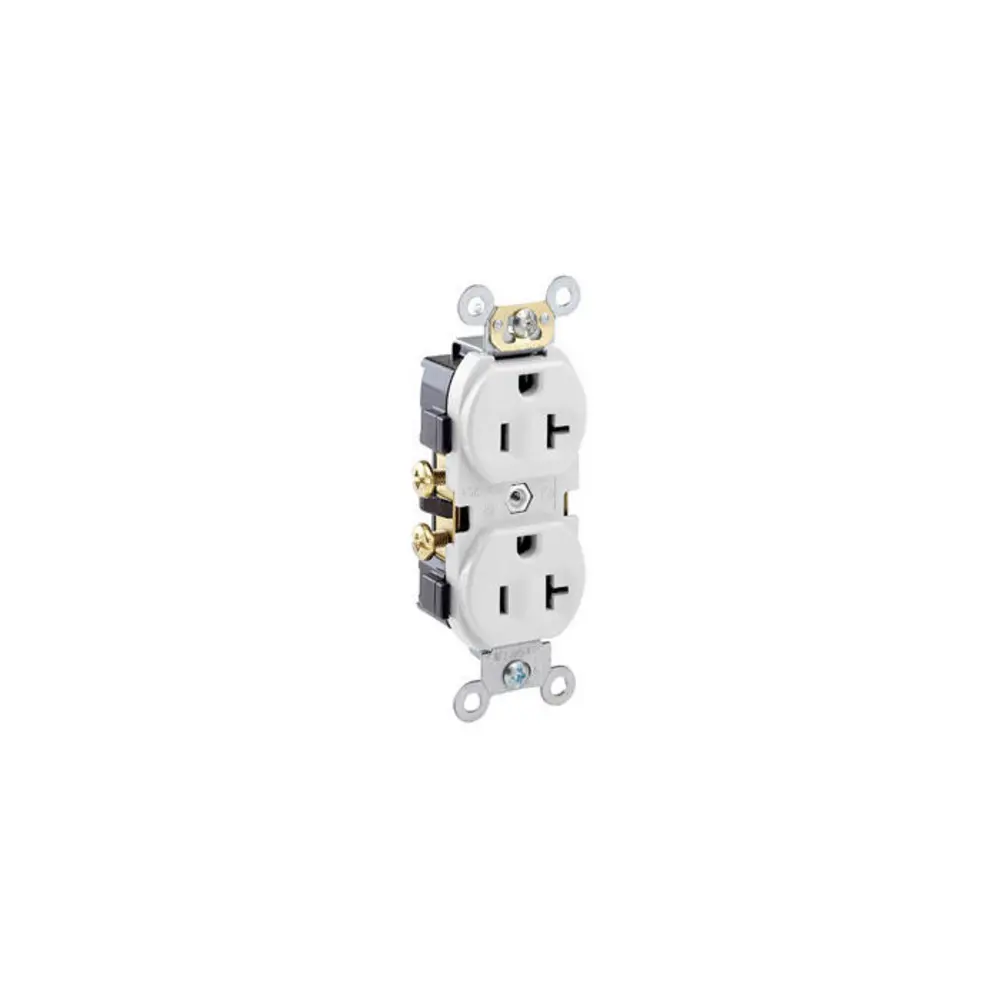 20 A 125 VAC 5-20R Duplex Receptacle Outlet, White, image size:1000x1000