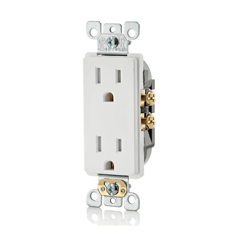 15 A 125 VAC Tamper-Resistant Decorator Duplex Outlet/Receptacle, Snow White, image size:1000x1000