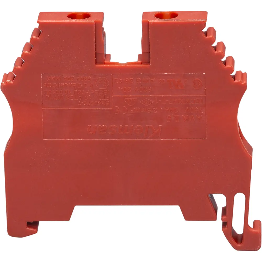 20 A Terminal Block, Red, 26 to 12 AWG, DIN Rail
