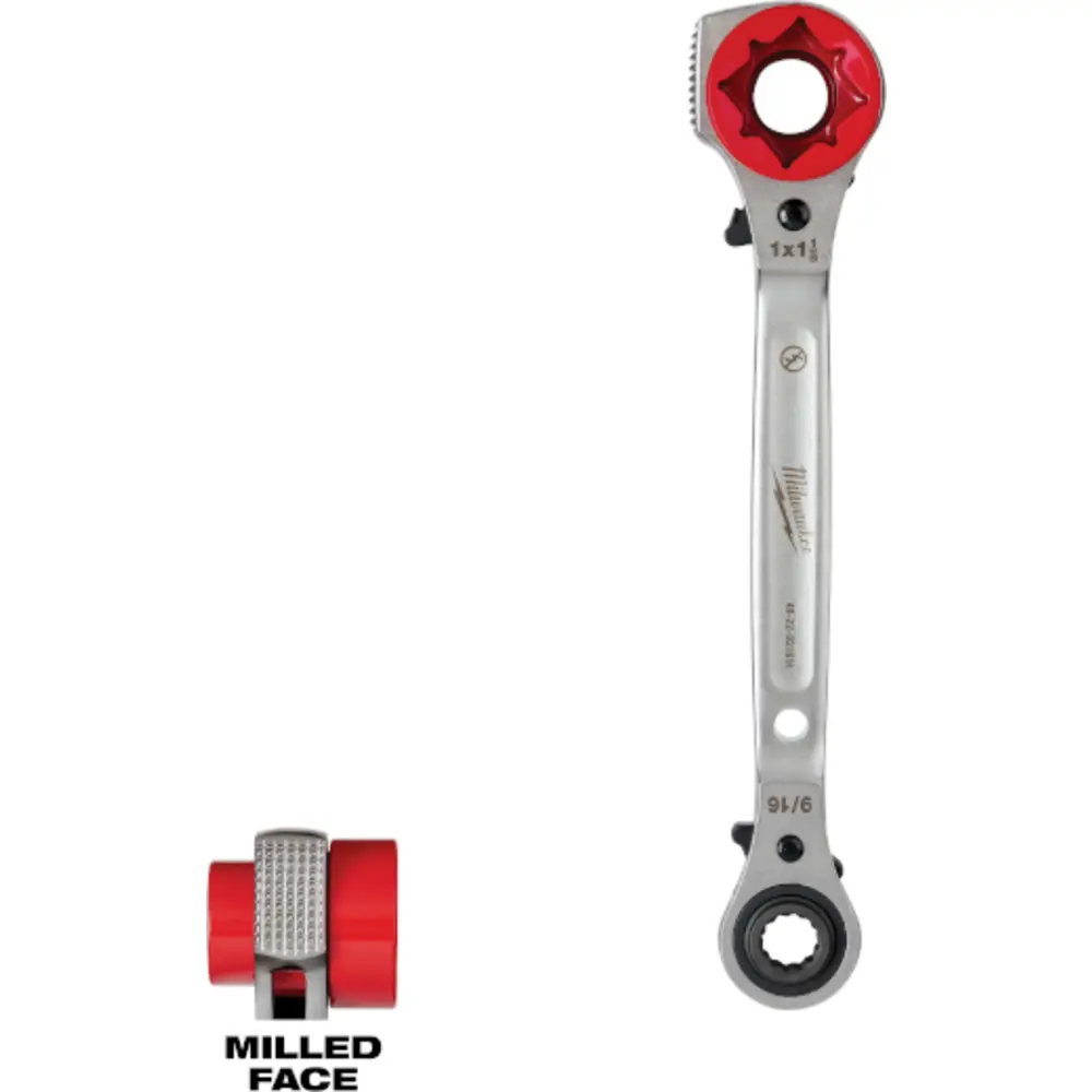 Milwaukee 48-22-9216 5-in-1 Lineman's Ratcheting Wrench - Heavy Duty 11.25" Tool