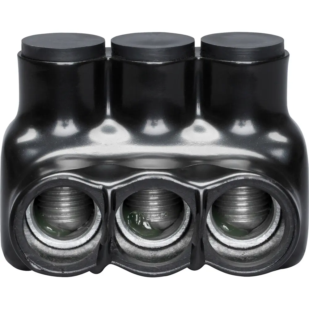 Polaris 3-Port Black Multi-Tap Pre-Insulated Connector, 6 AWG to