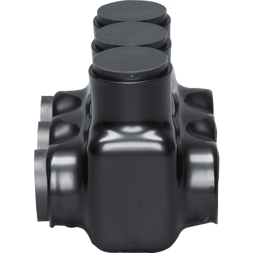 3-Port Black Multi-Tap Pre-Insulated Connector, 4 AWG to 500 MCM