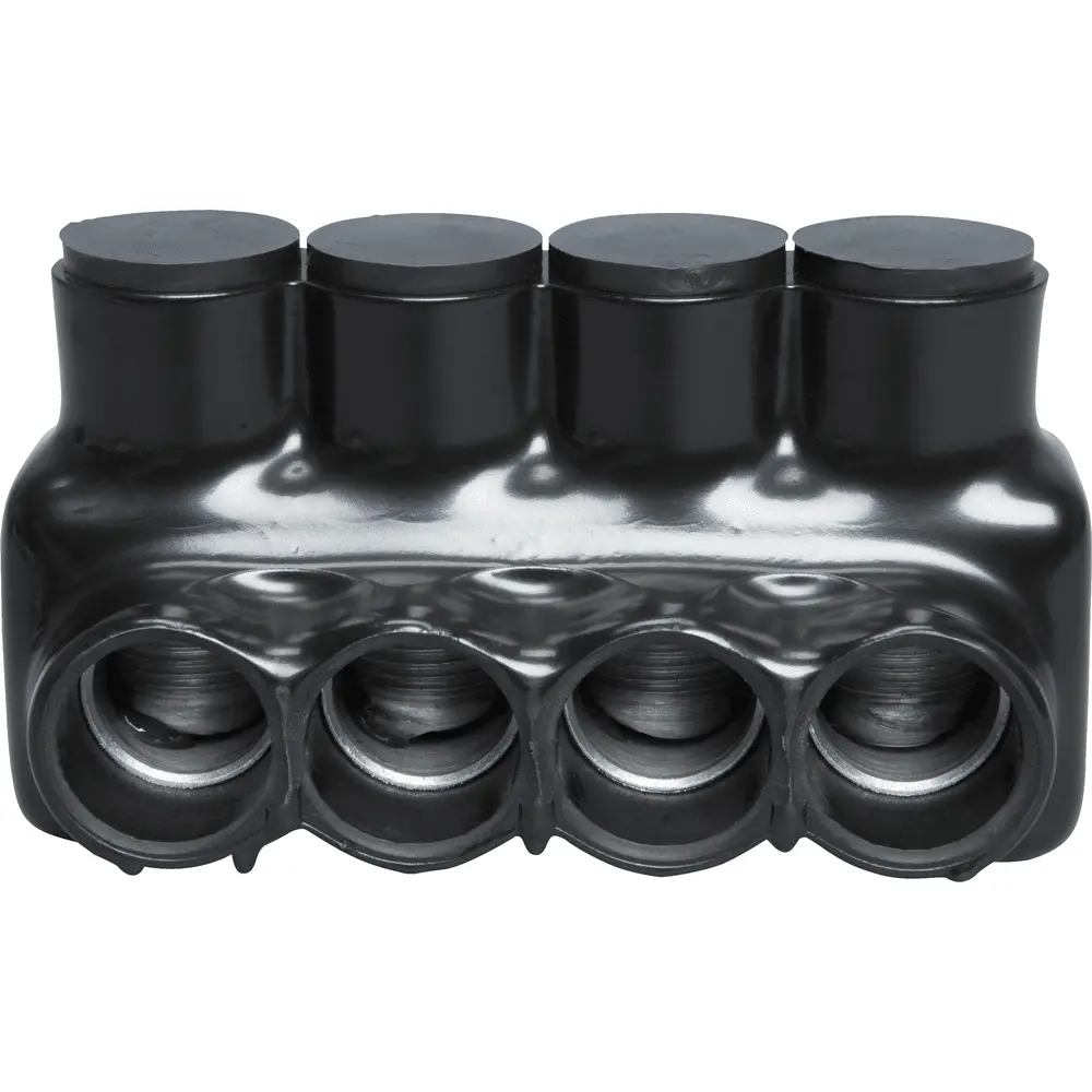 Polaris 4-Port Black Multi-Tap Pre-Insulated Connector, 4 AWG to