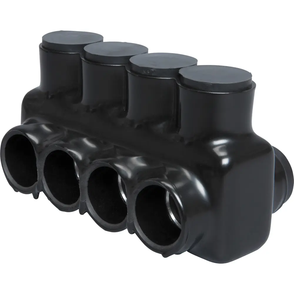 Polaris 4-Port Black Multi-Tap Pre-Insulated Connector, 4 AWG to