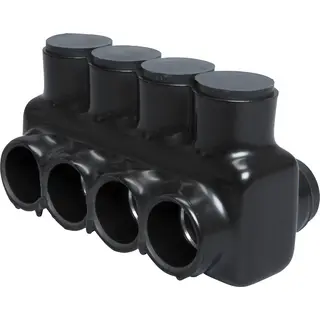Polaris 4-Port Black Multi-Tap Pre-Insulated Connector, 4 AWG to