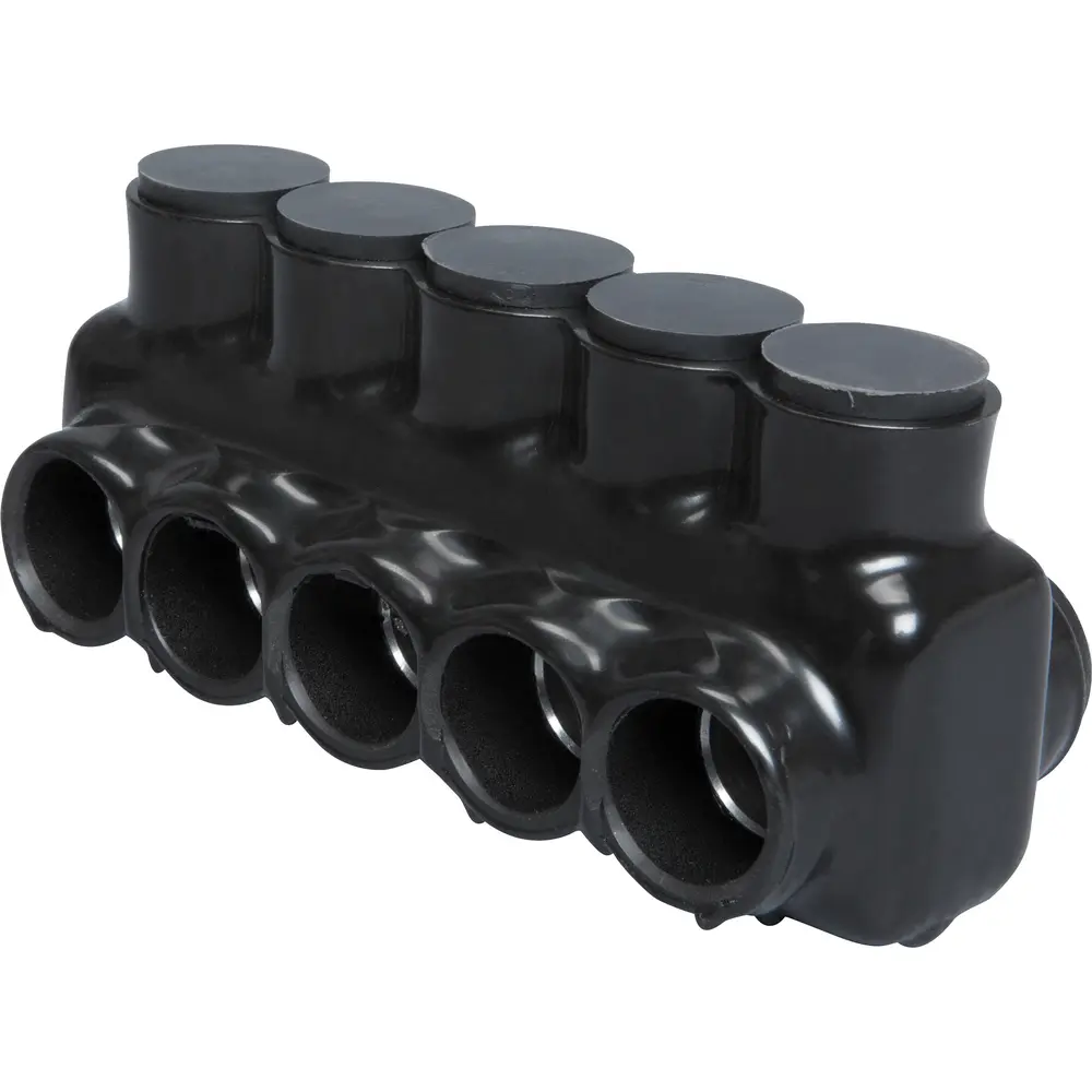 Polaris 5-Port Black Multi-Tap Pre-Insulated Connector, 4 AWG to