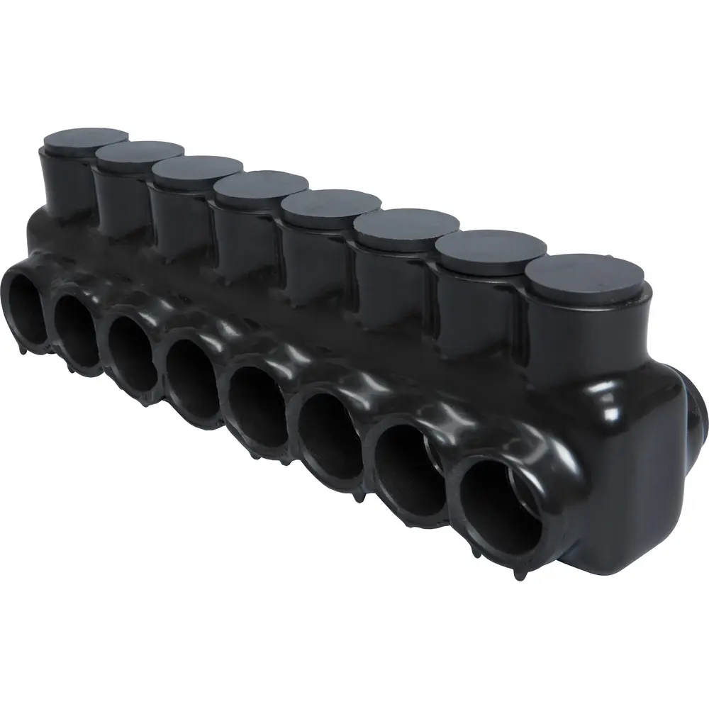 Polaris 8-Port Black Multi-Tap Pre-Insulated Connector, 4 AWG to