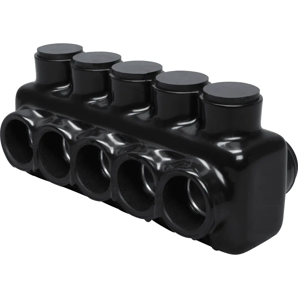 Polaris 5-Port Black Multi-Tap Pre-Insulated Connector, 6 AWG to